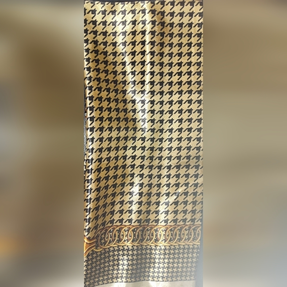 Gold and Black Houndstooth Scarf 35inches Includes Free Scarf Pin